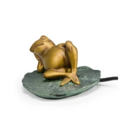 Aquascape Lazy Frog On Lily Pad Spitter -Aquavista Shop aquascape lazy frog spitter side 1000 26535.1663869520