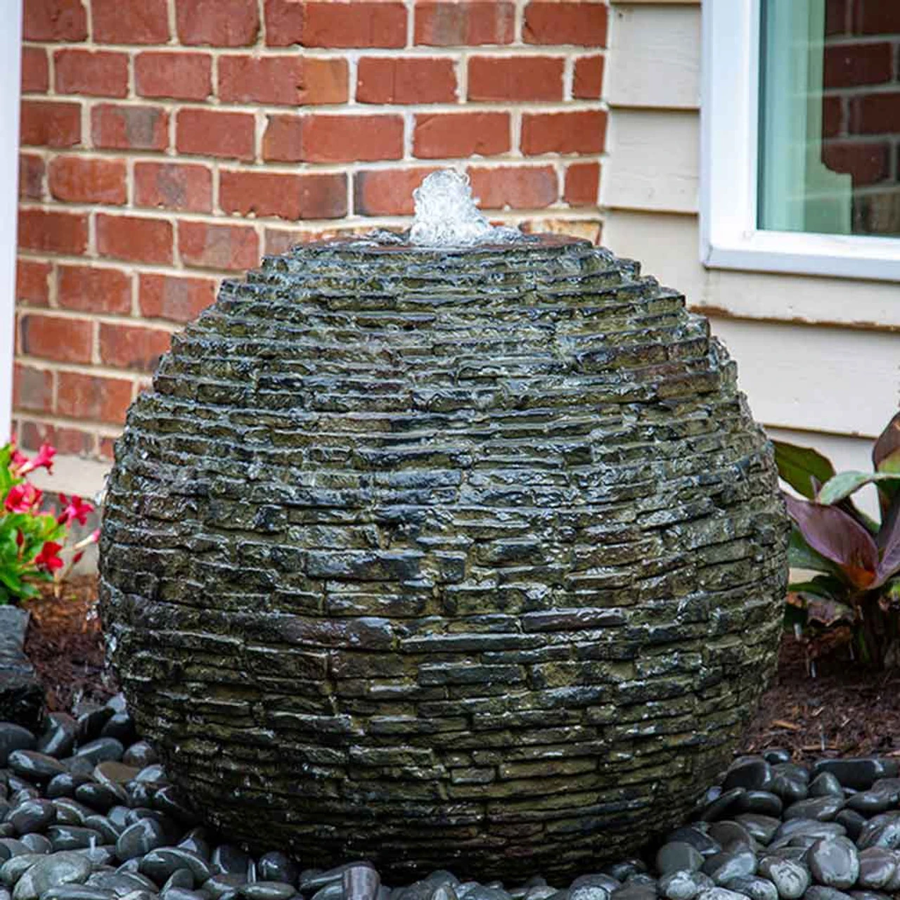 Aquascape Medium Stacked Slate Sphere Landscape Fountain Kit 1 Aquascape Medium Stacked Slate Sphere Landscape Fountain Kit