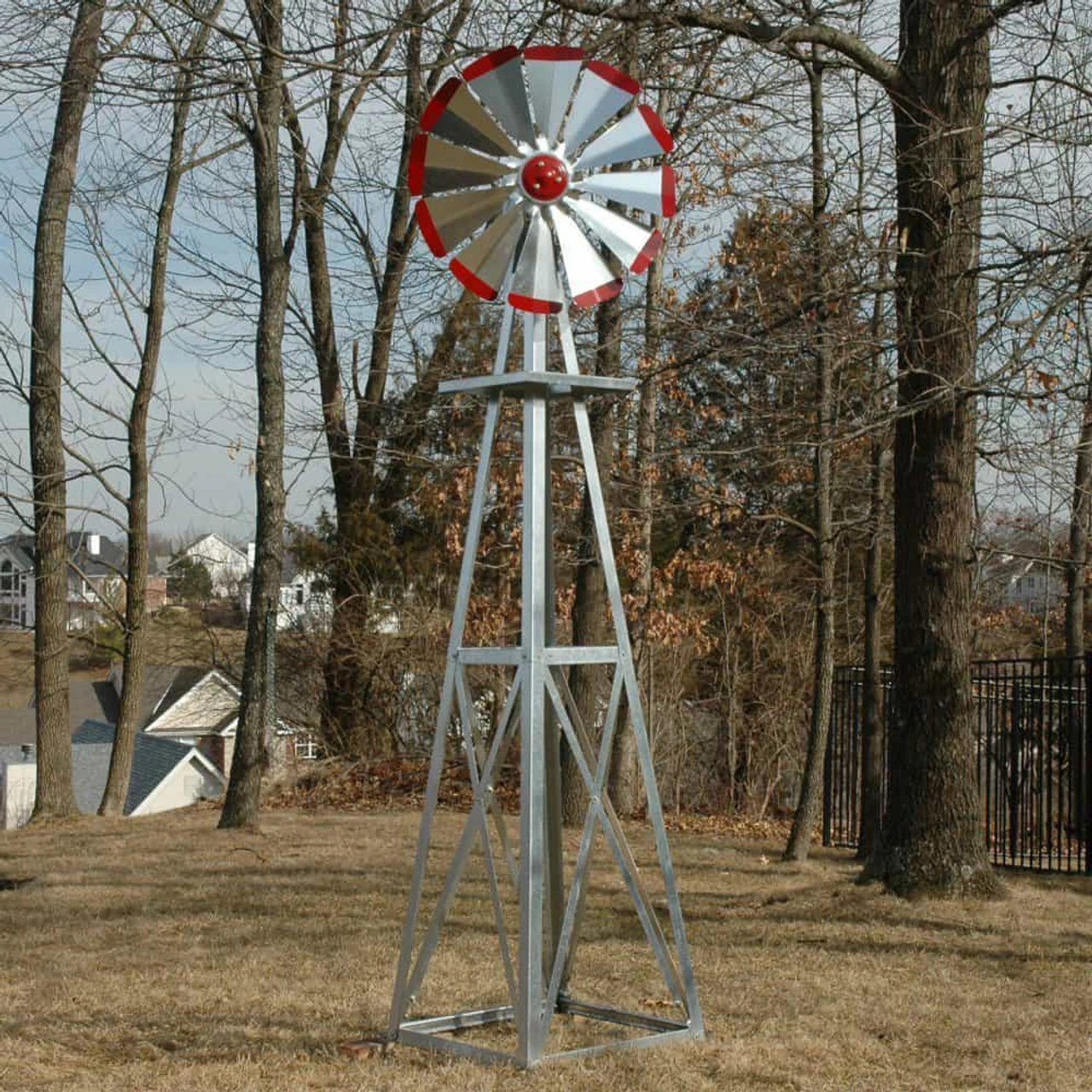 8' Decorative Galvanized Backyard Windmills 1 8' Decorative Galvanized Backyard Windmills