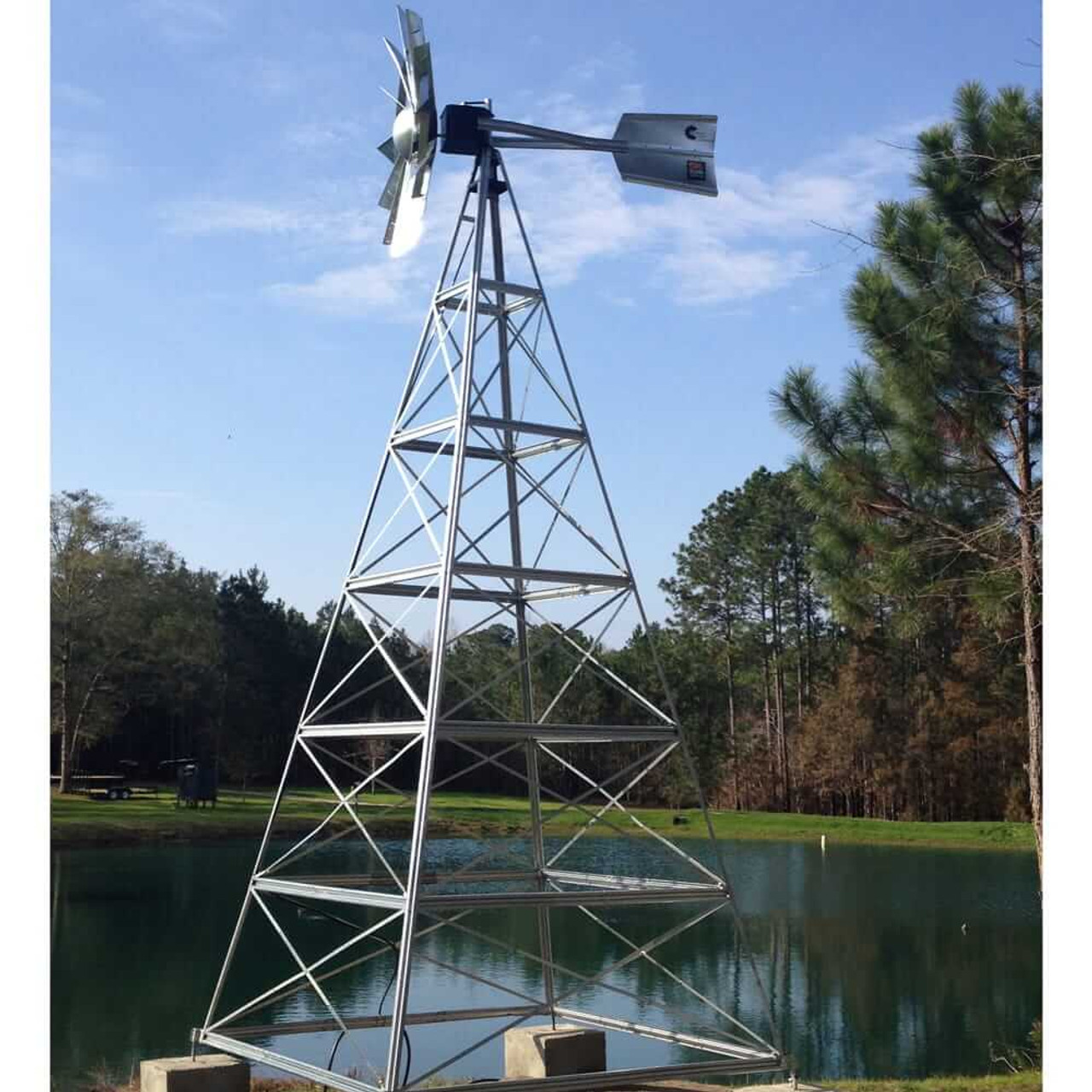 Aquavista Shop -Aquavista Shop windmill galvanized 4leg side view 1000 48779